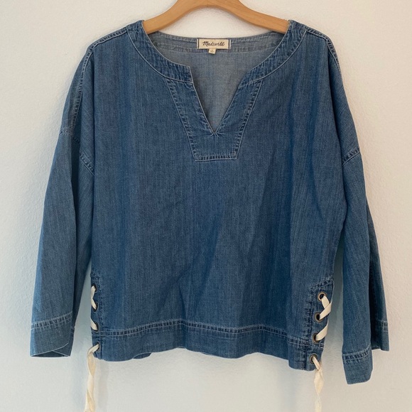 Madewell Lace-Up Denim Top - Picture 3 of 6